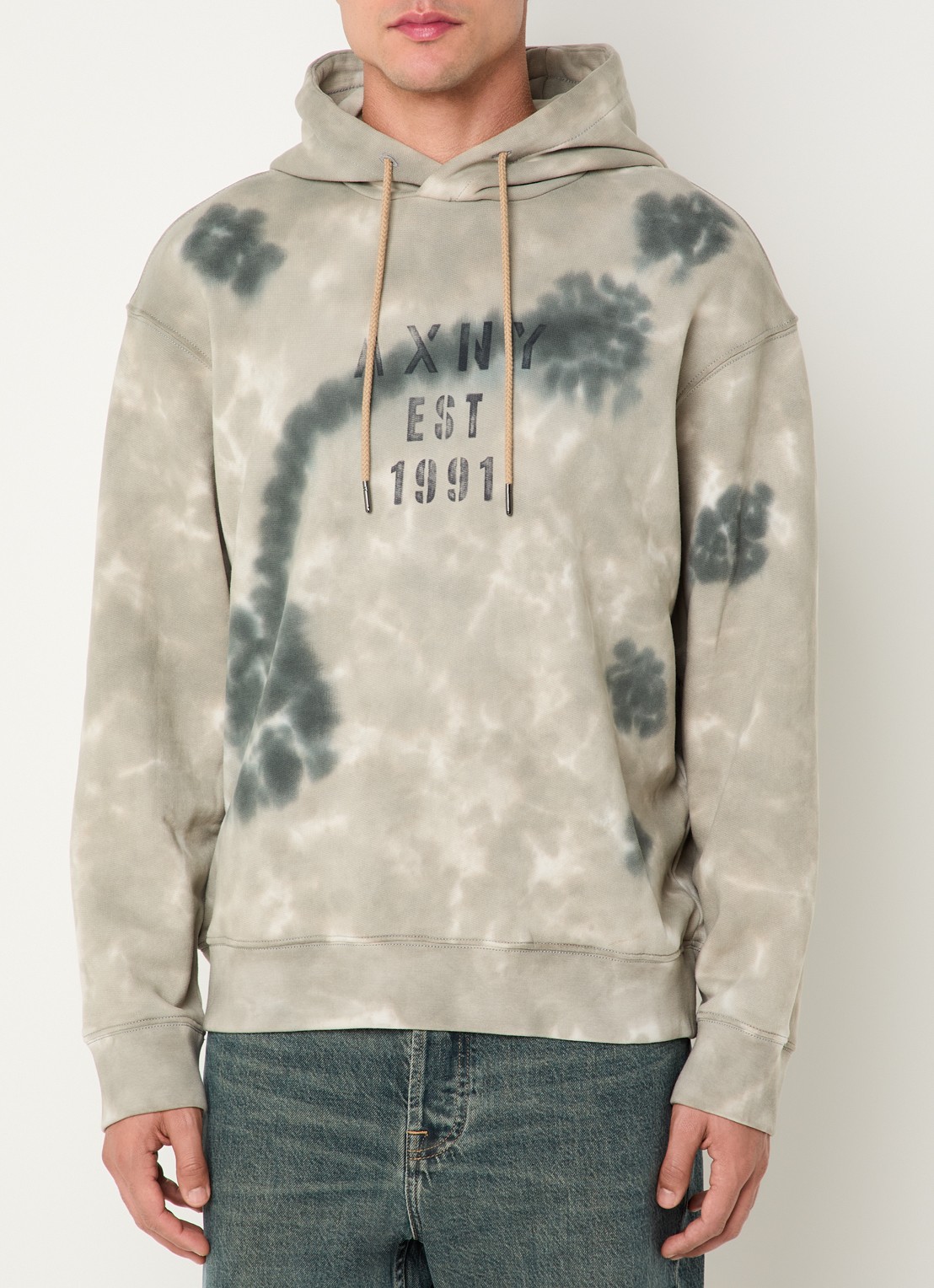 Armani Hoodie met print - detail 4 grijs