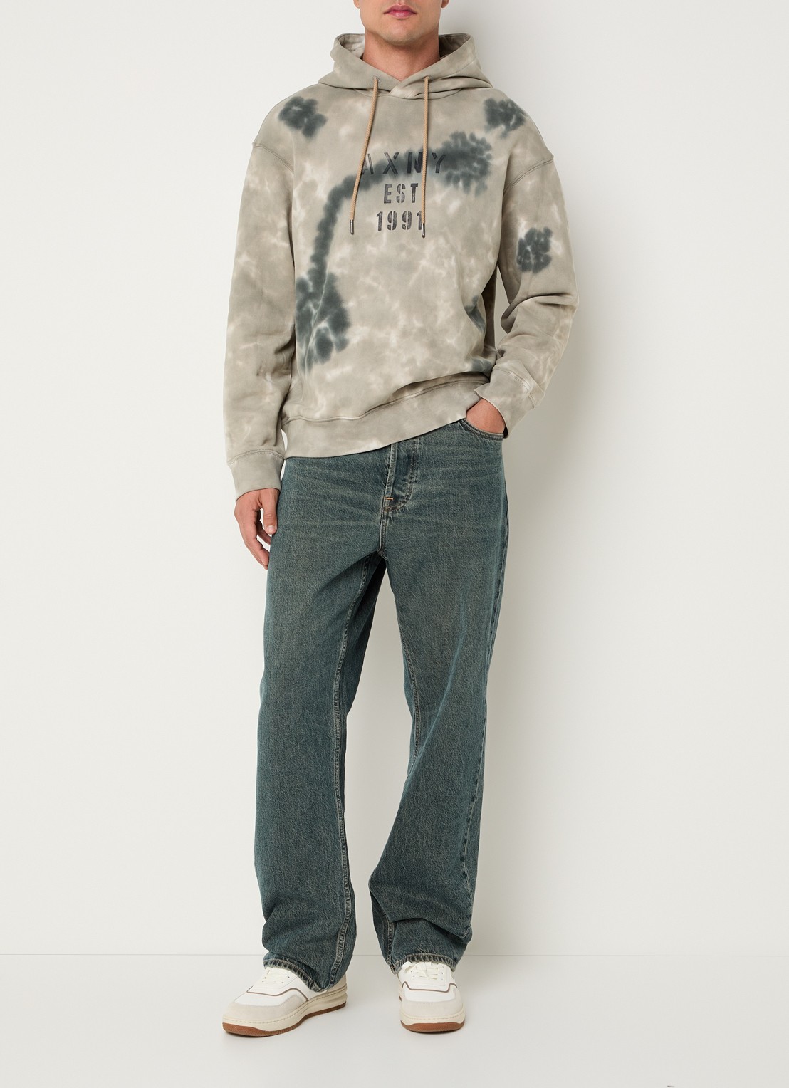Armani Hoodie met print - voorkant 3 grijs