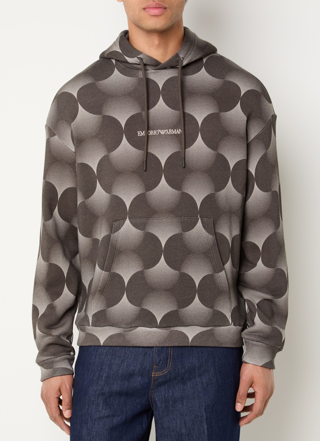 Armani Hoodie met print - detail 3 antraciet
