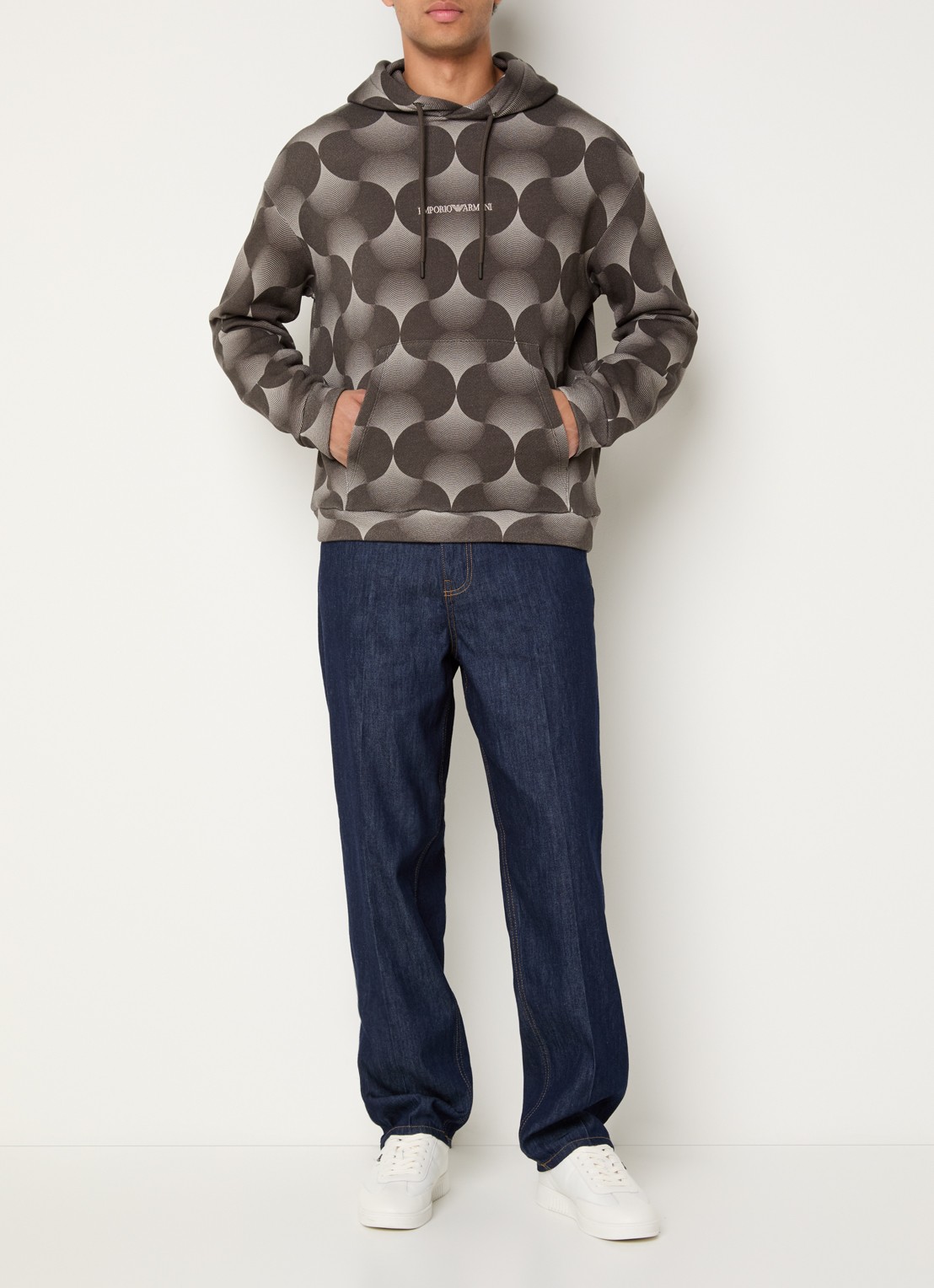 Armani Hoodie met print - voorkant 2 antraciet
