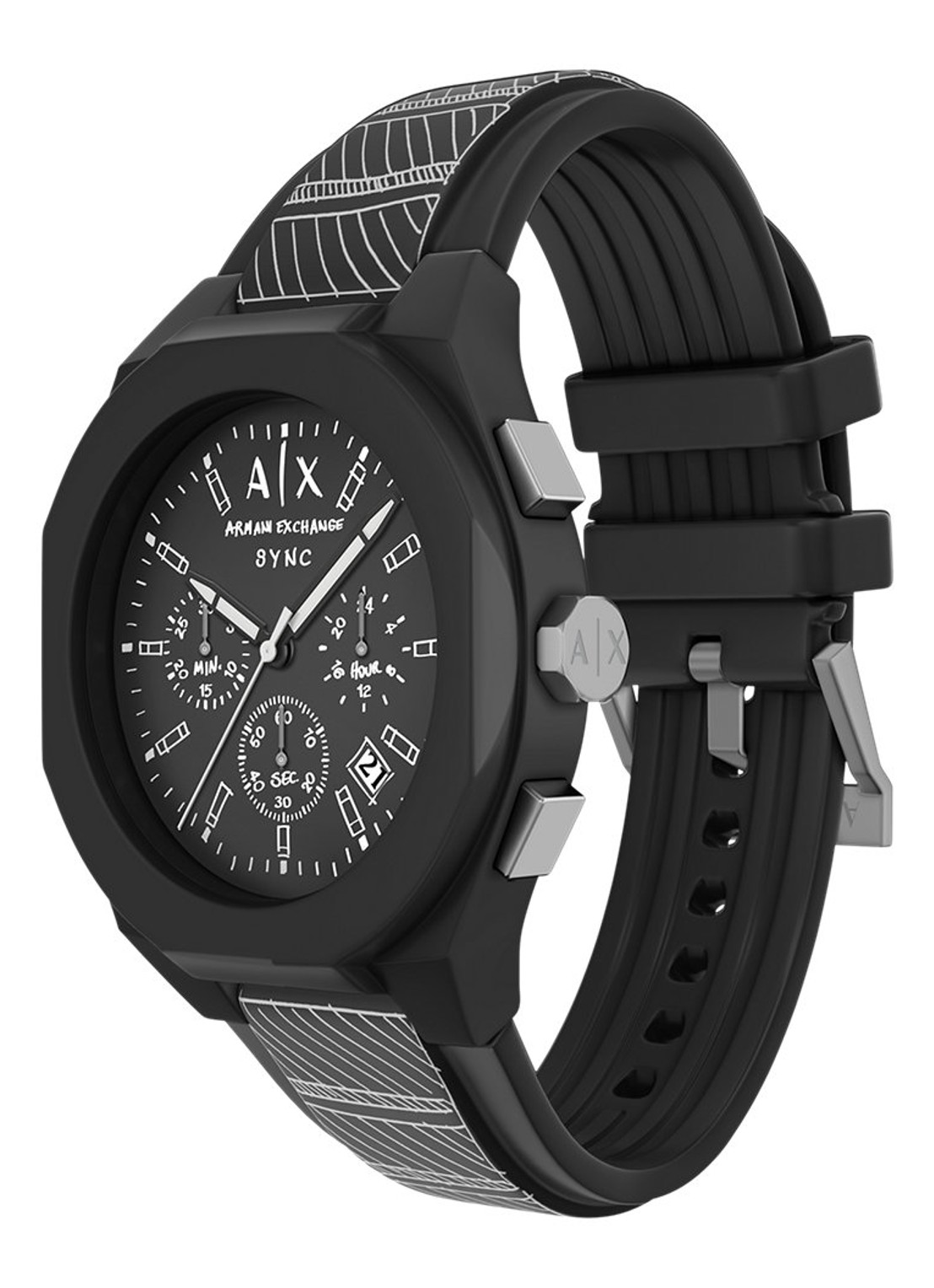 Armani Horloge AX4174 - detail 4 zwart