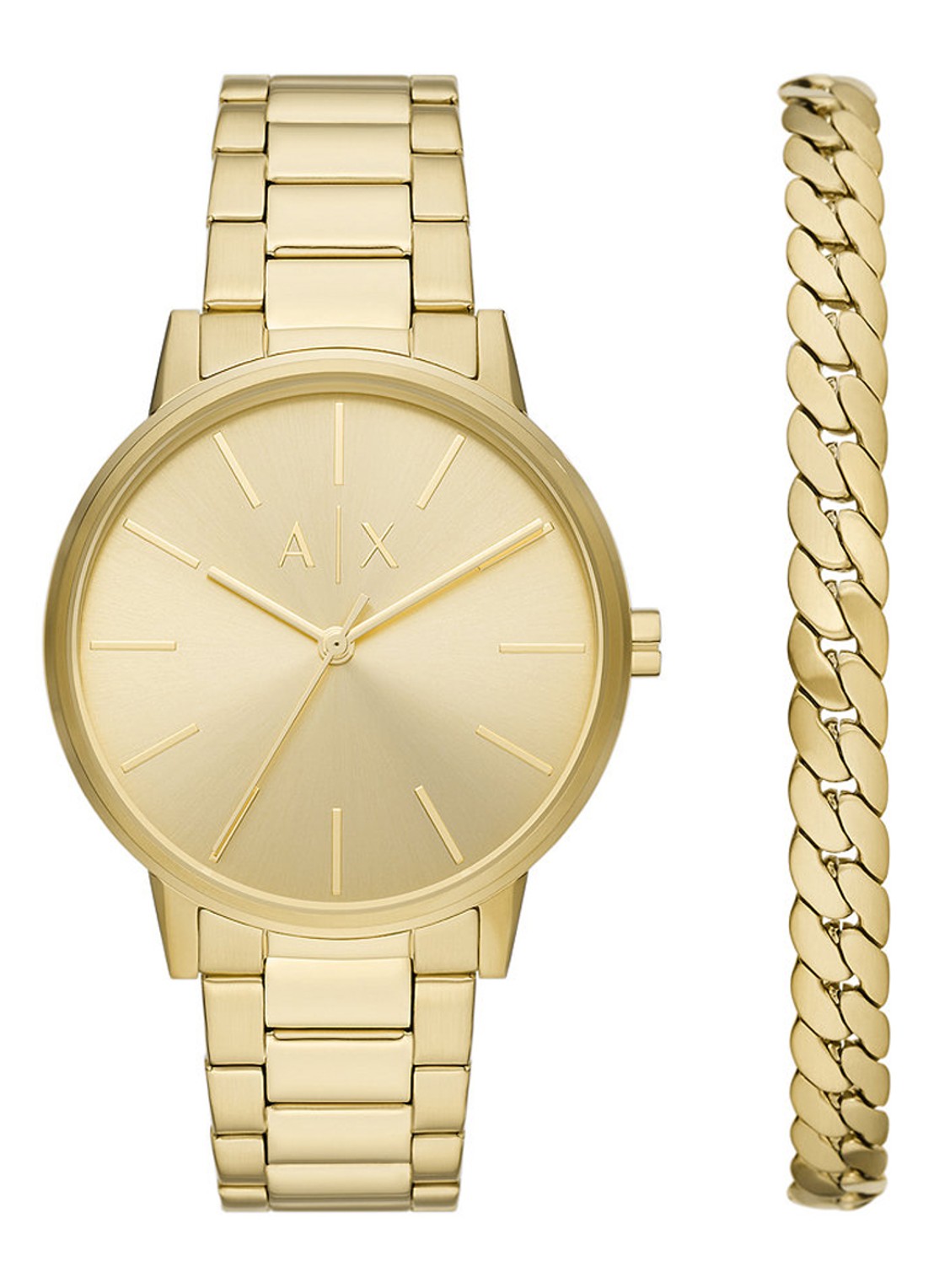 Armani Horloge en armband giftset AX7144SET - voorkant 6 goud