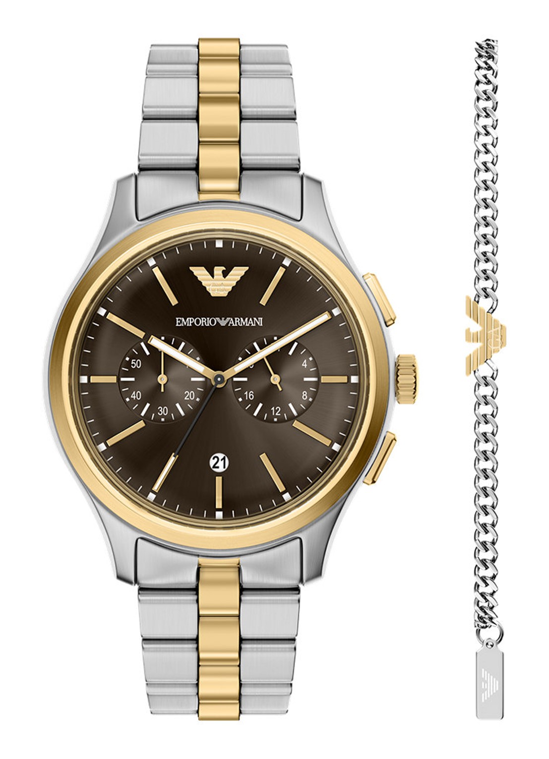 Armani Horloge en armband set van 2 AR80084SET - voorkant zilver