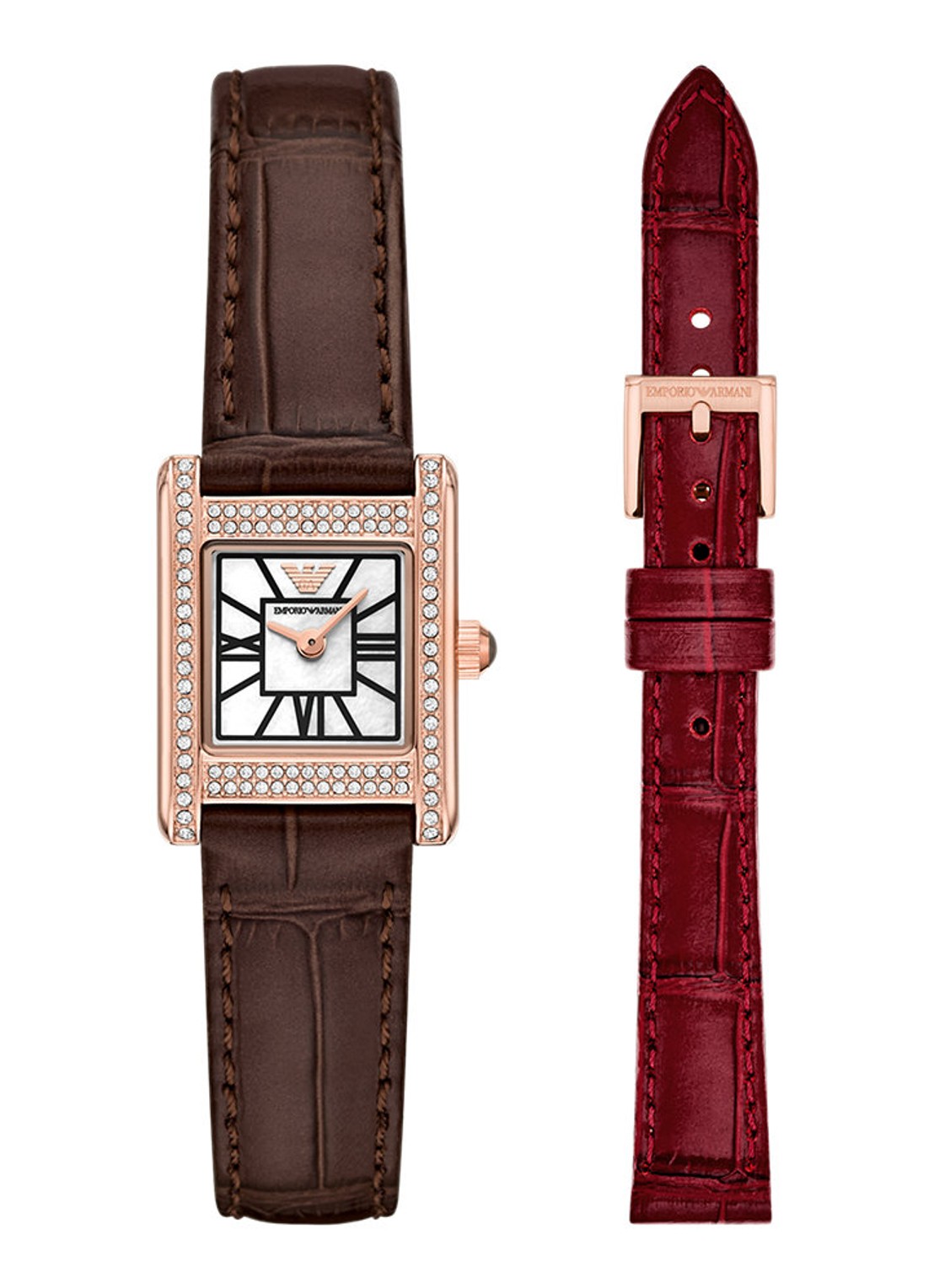 Armani Horloge en horlogeband AR80083AET - voorkant roségoud