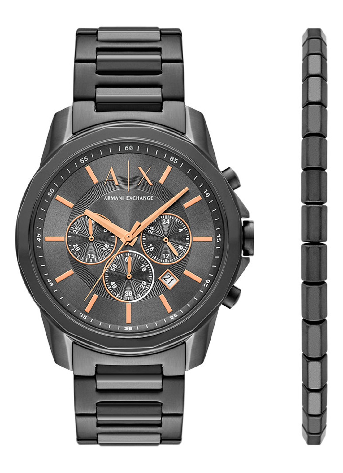 Armani Horloge met armband in set van 2 AX7170SET - voorkant antraciet