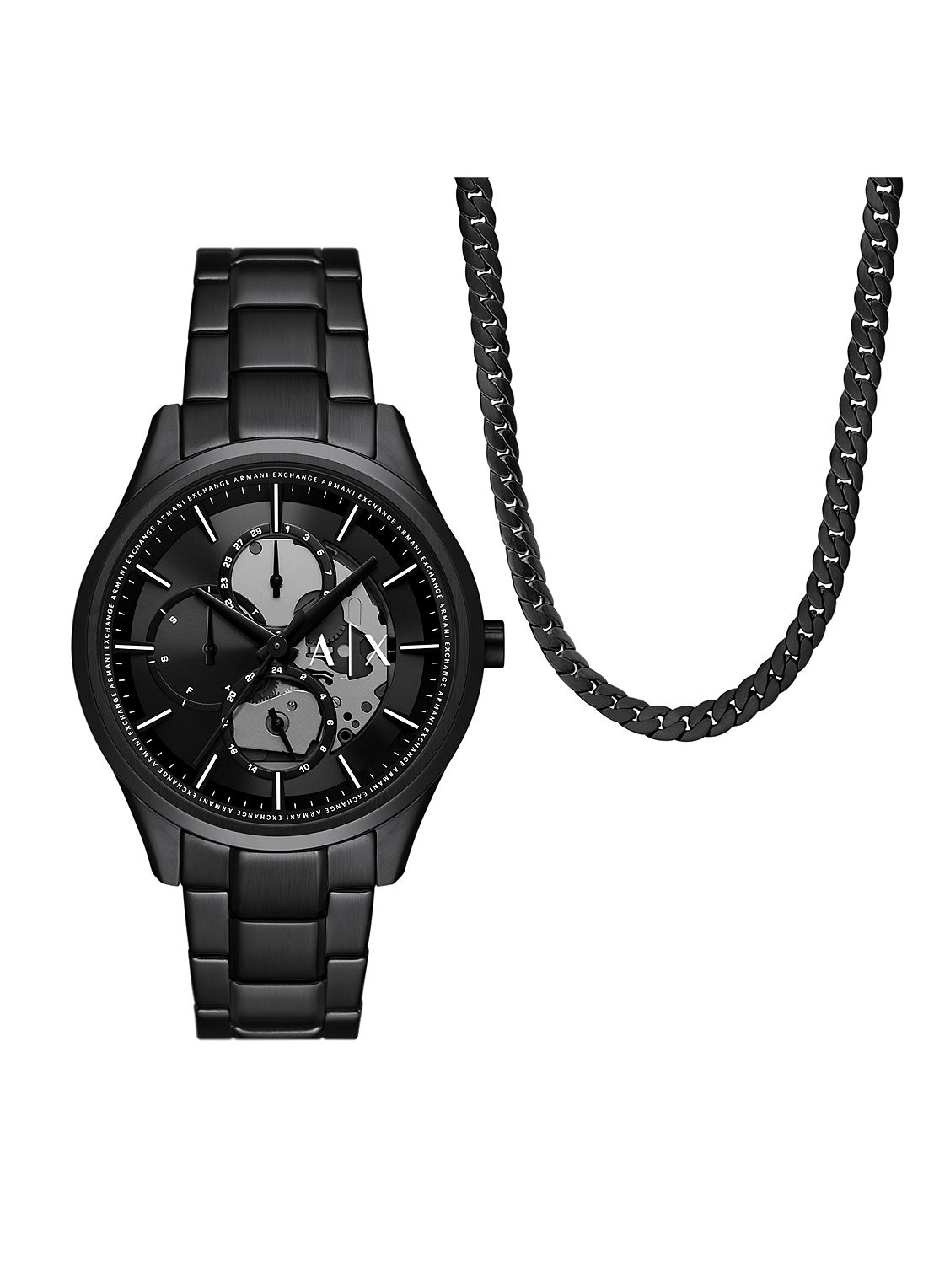 Armani Horloge met ketting in set van 2 AX7160SET - voorkant 5 zwart