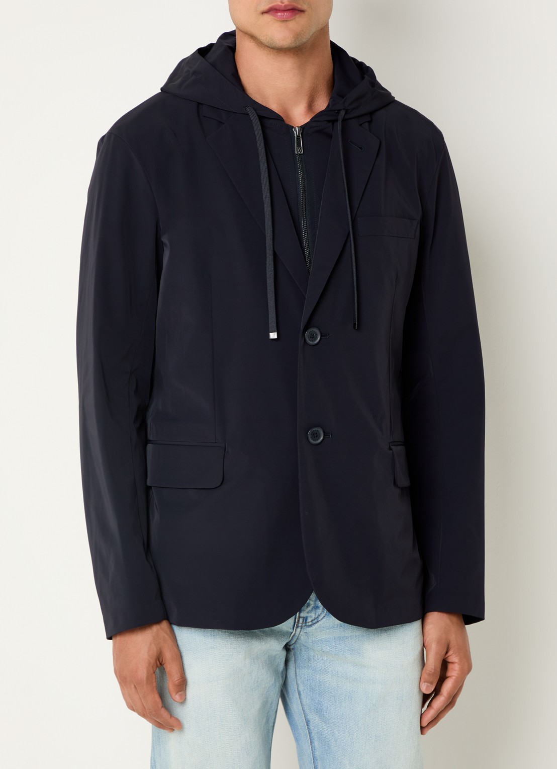 Armani Jack met capuchon en klepzakken - detail donkerblauw