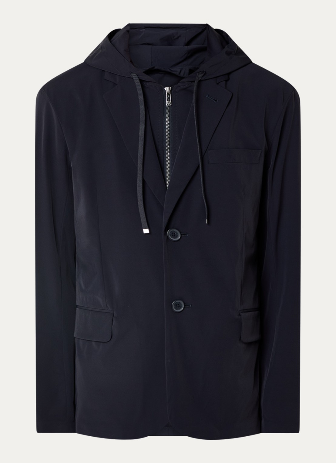 Armani Jack met capuchon en klepzakken - voorkant 2 donkerblauw