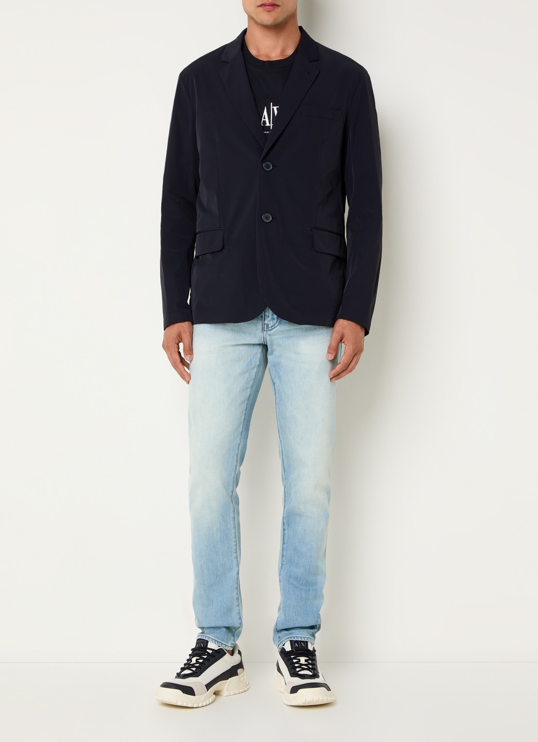 Armani Jack met capuchon en klepzakken - voorkant 3 donkerblauw