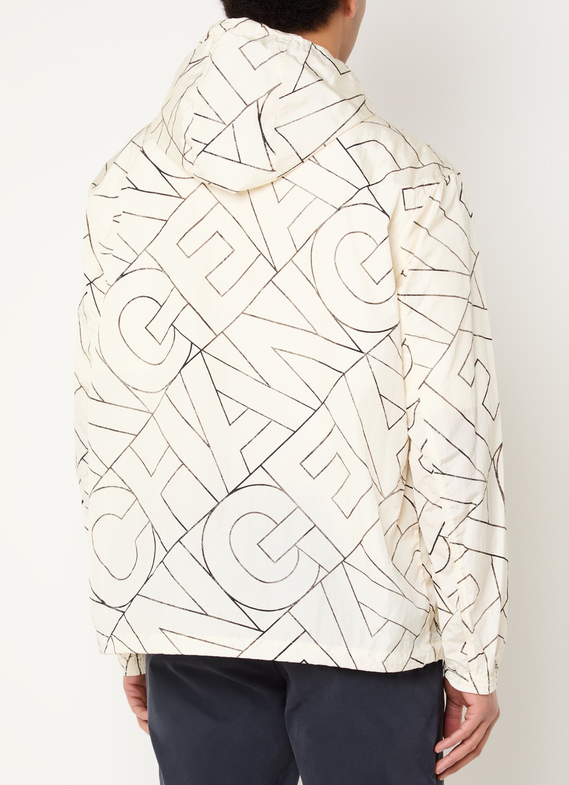 Armani Jack met capuchon en logoprint - achterkant creme