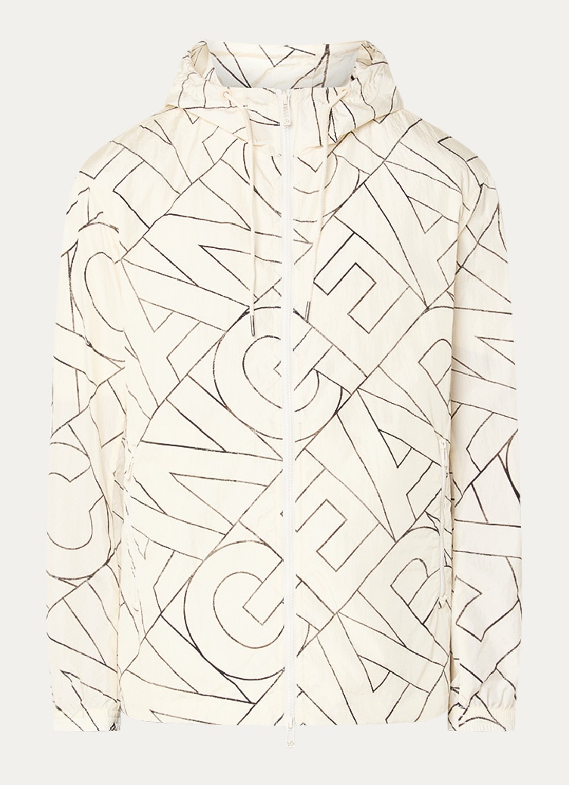 Armani Jack met capuchon en logoprint - voorkant 2 creme