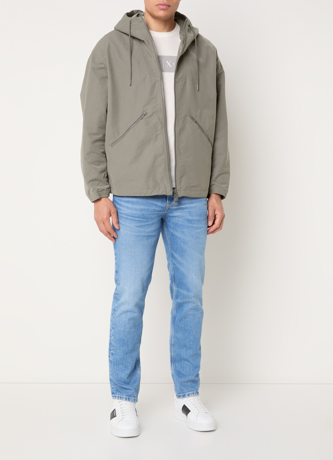 Armani Jack met capuchon en ritszakken - voorkant 3 grijs