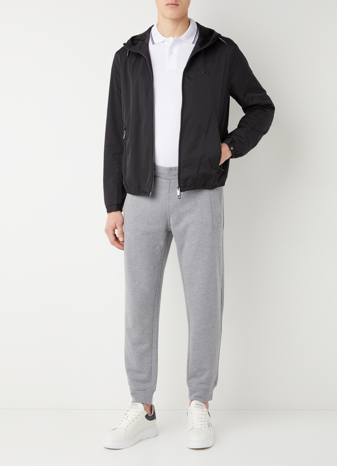 Armani Jack met capuchon en ritszakken - voorkant 3 zwart