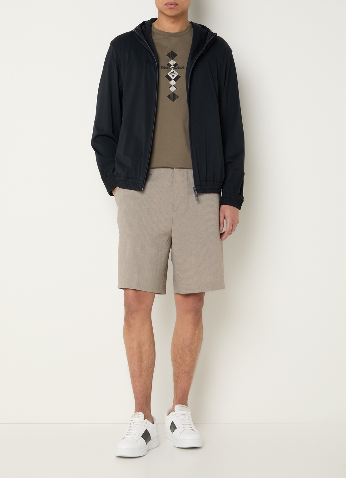 Armani Jack met capuchon en ritszakken - voorkant 2 donkerblauw