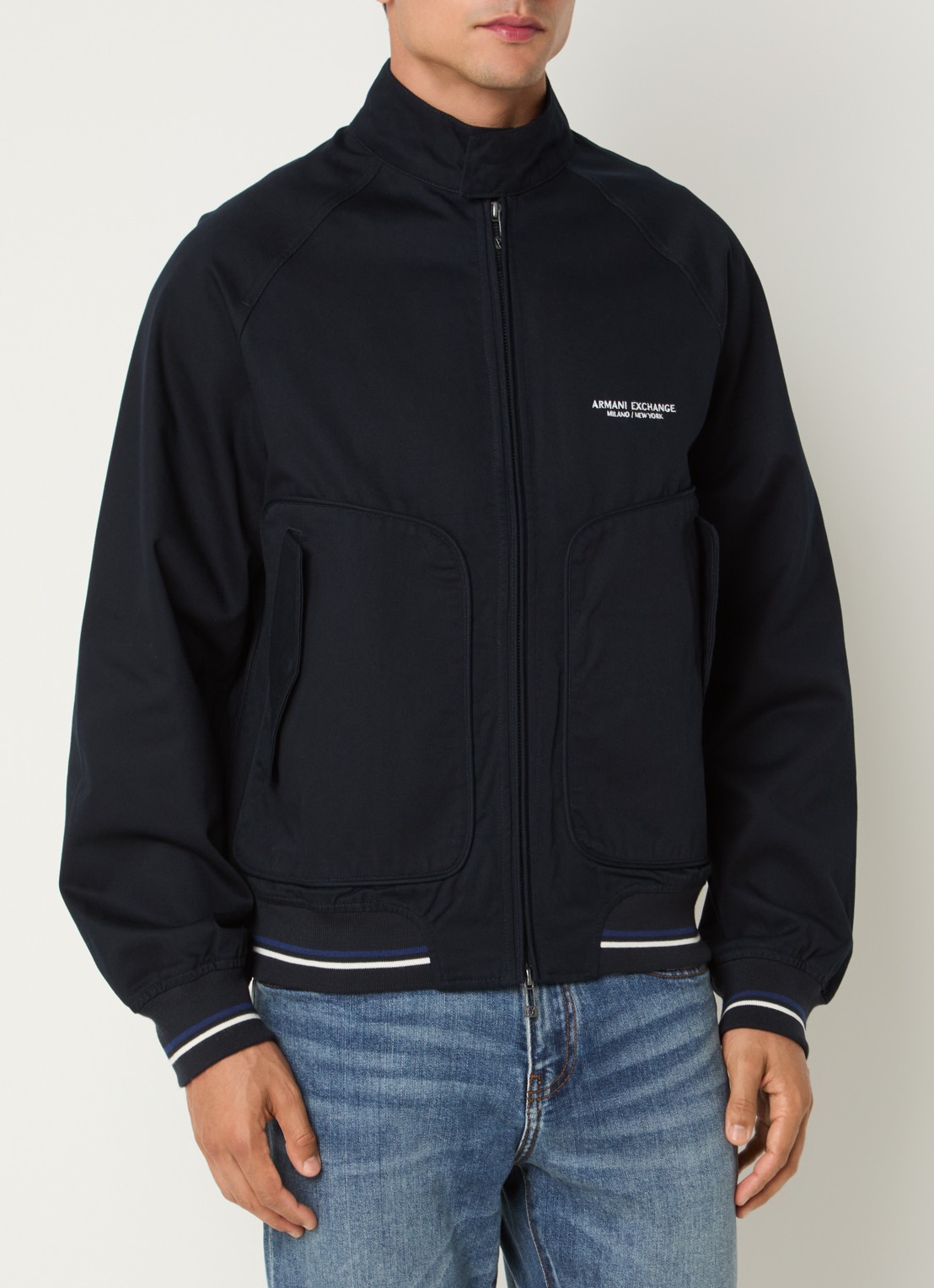 Armani Jack met klepzakken - detail 2 donkerblauw