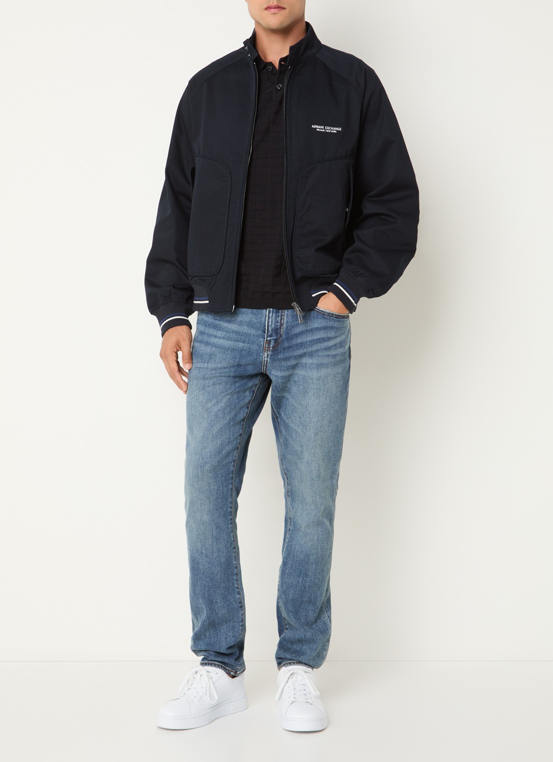 Armani Jack met klepzakken - voorkant 4 donkerblauw