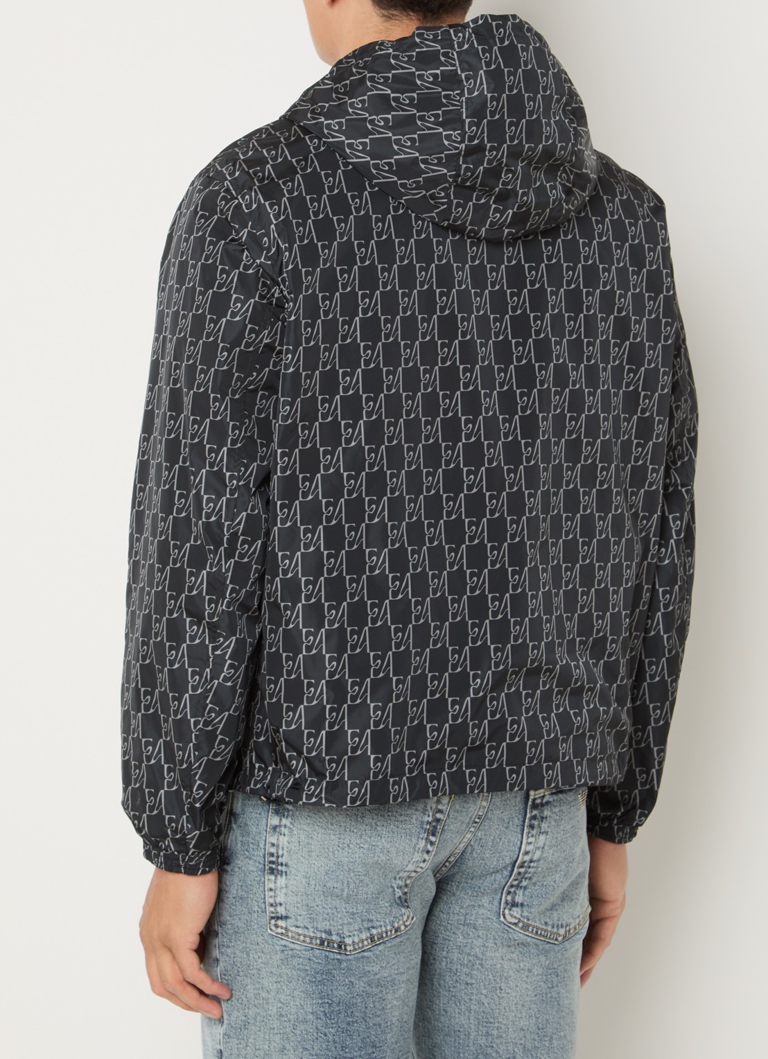 Armani Jack met logoprint en capuchon - achterkant 2 donkerblauw