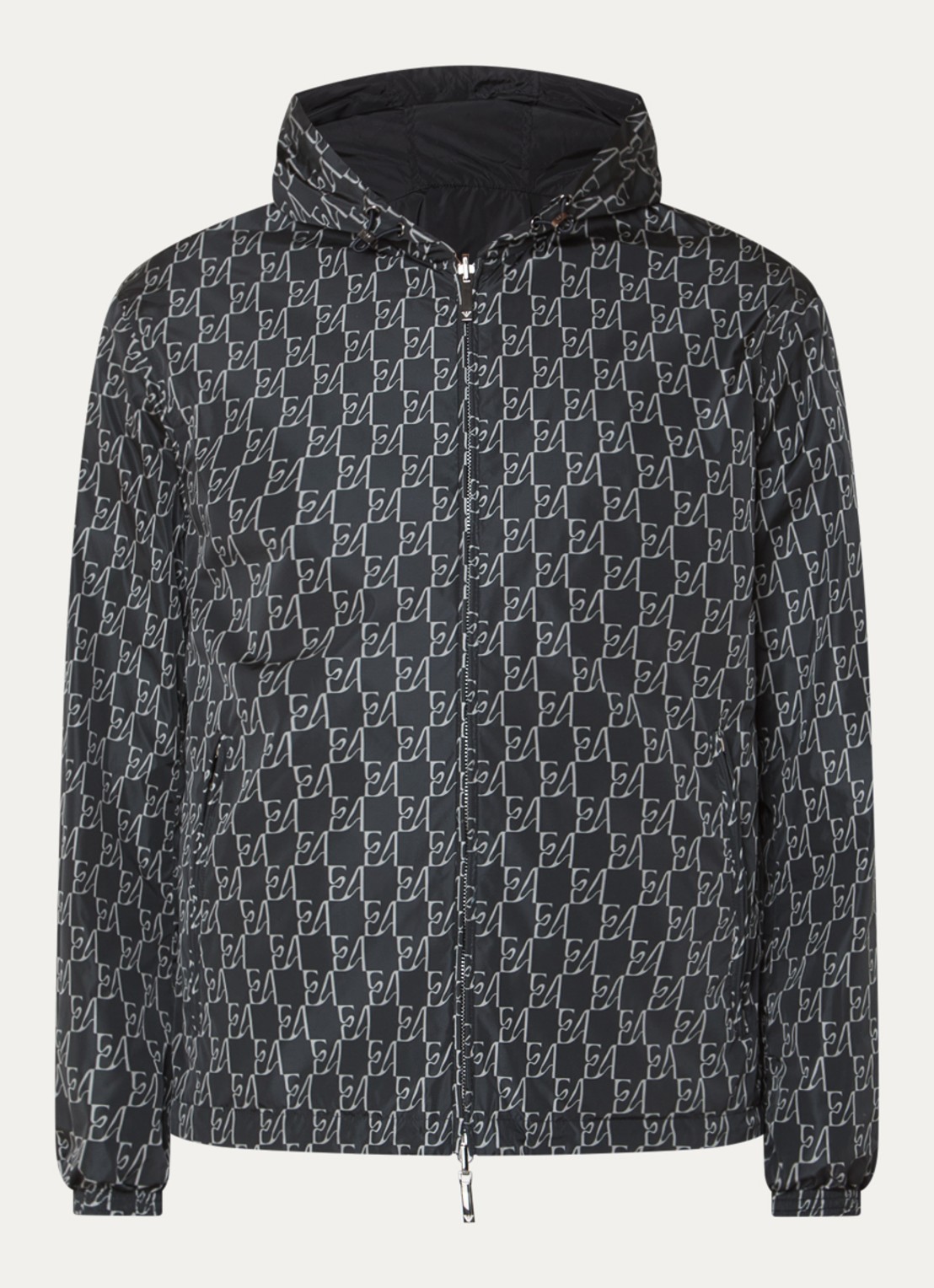 Armani Jack met logoprint en capuchon - voorkant 3 donkerblauw