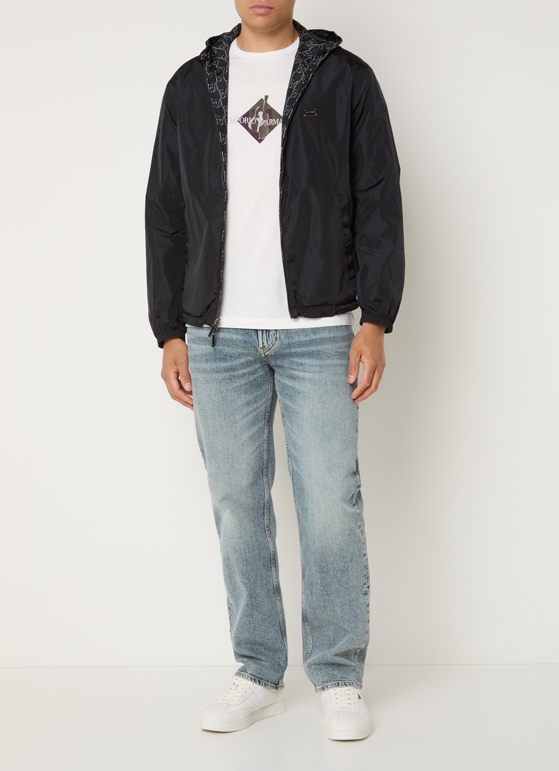 Armani Jack met logoprint en capuchon - voorkant 4 donkerblauw