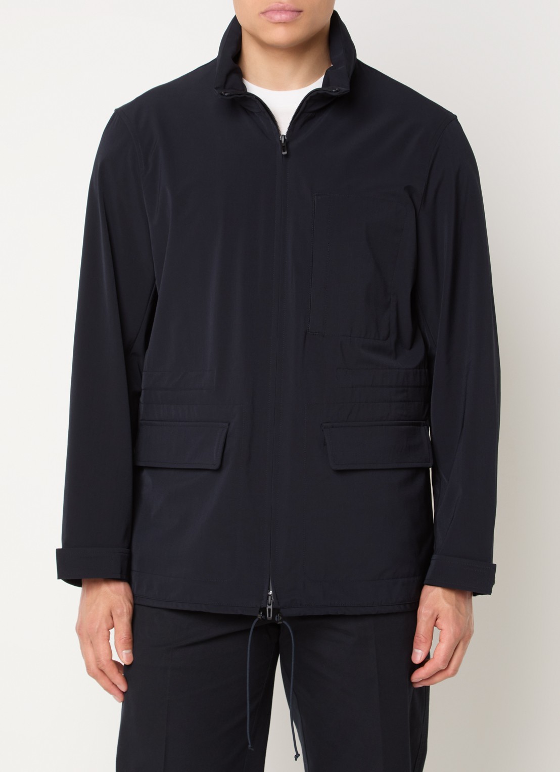Armani Jack met opbergbare capuchon en klepzakken - detail donkerblauw