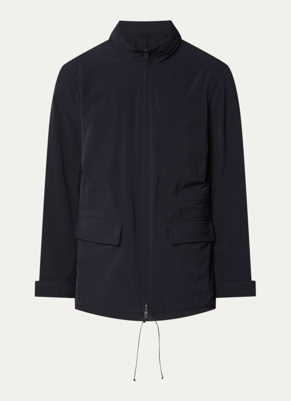 Armani Jack met opbergbare capuchon en klepzakken - voorkant 3 donkerblauw