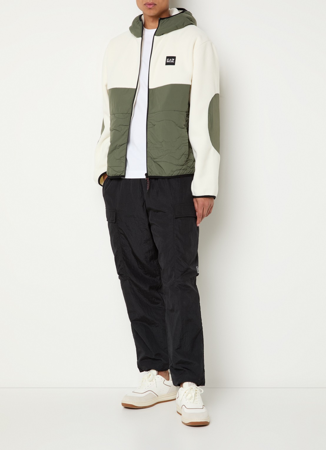 Armani Jack van fleece met capuchon en logo - voorkant 3 groen