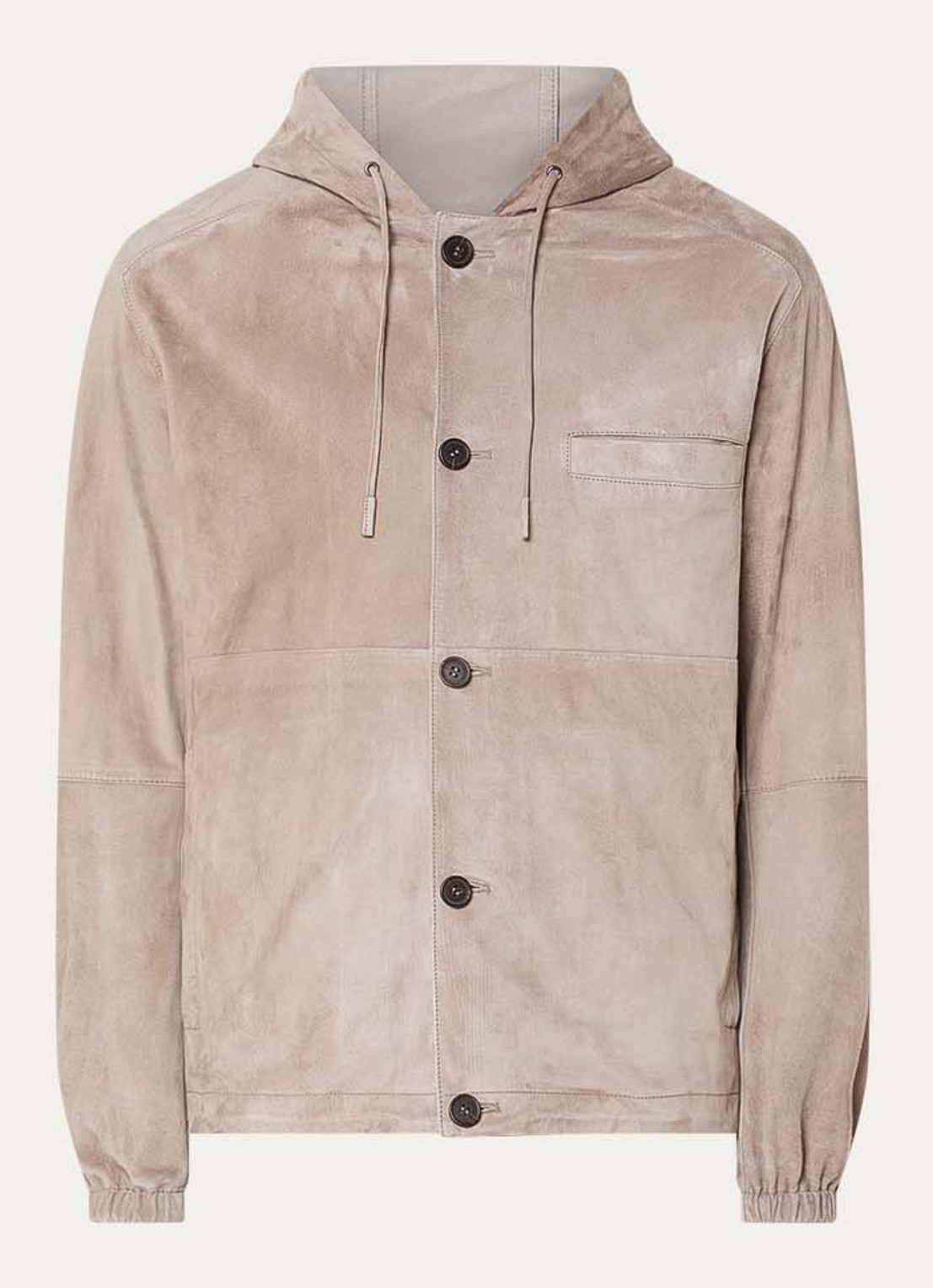 Armani Jack van geitenleer met capuchon en borstzak - voorkant 3 donkerbeige