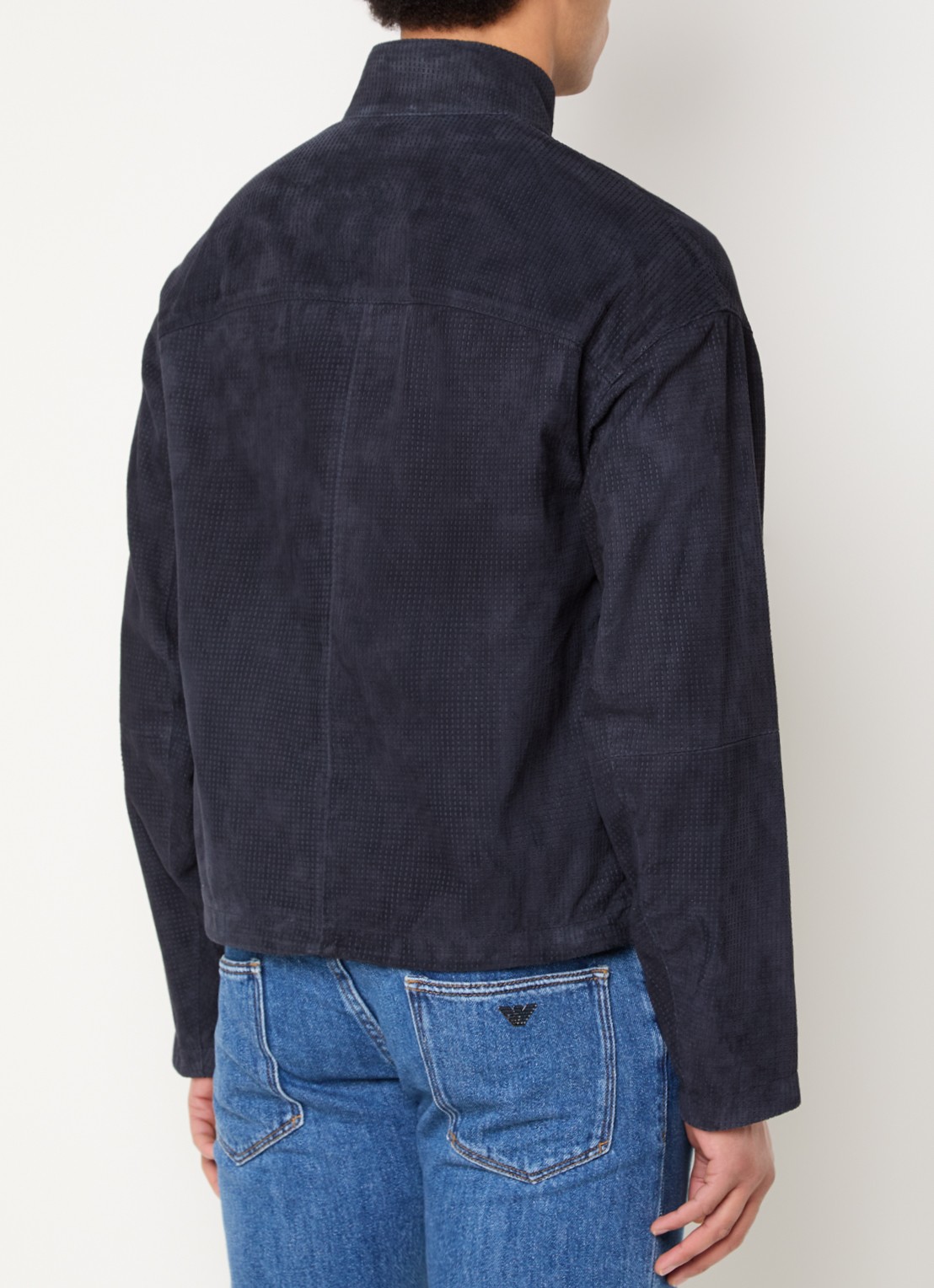 Armani Jack van geitenleer met steekzakken - achterkant donkerblauw
