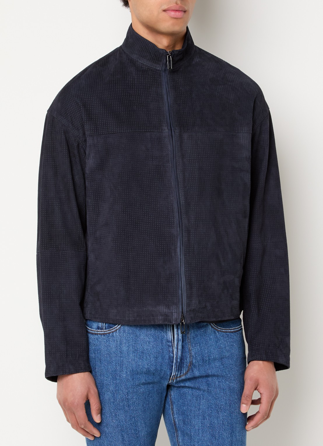 Armani Jack van geitenleer met steekzakken - detail 4 donkerblauw