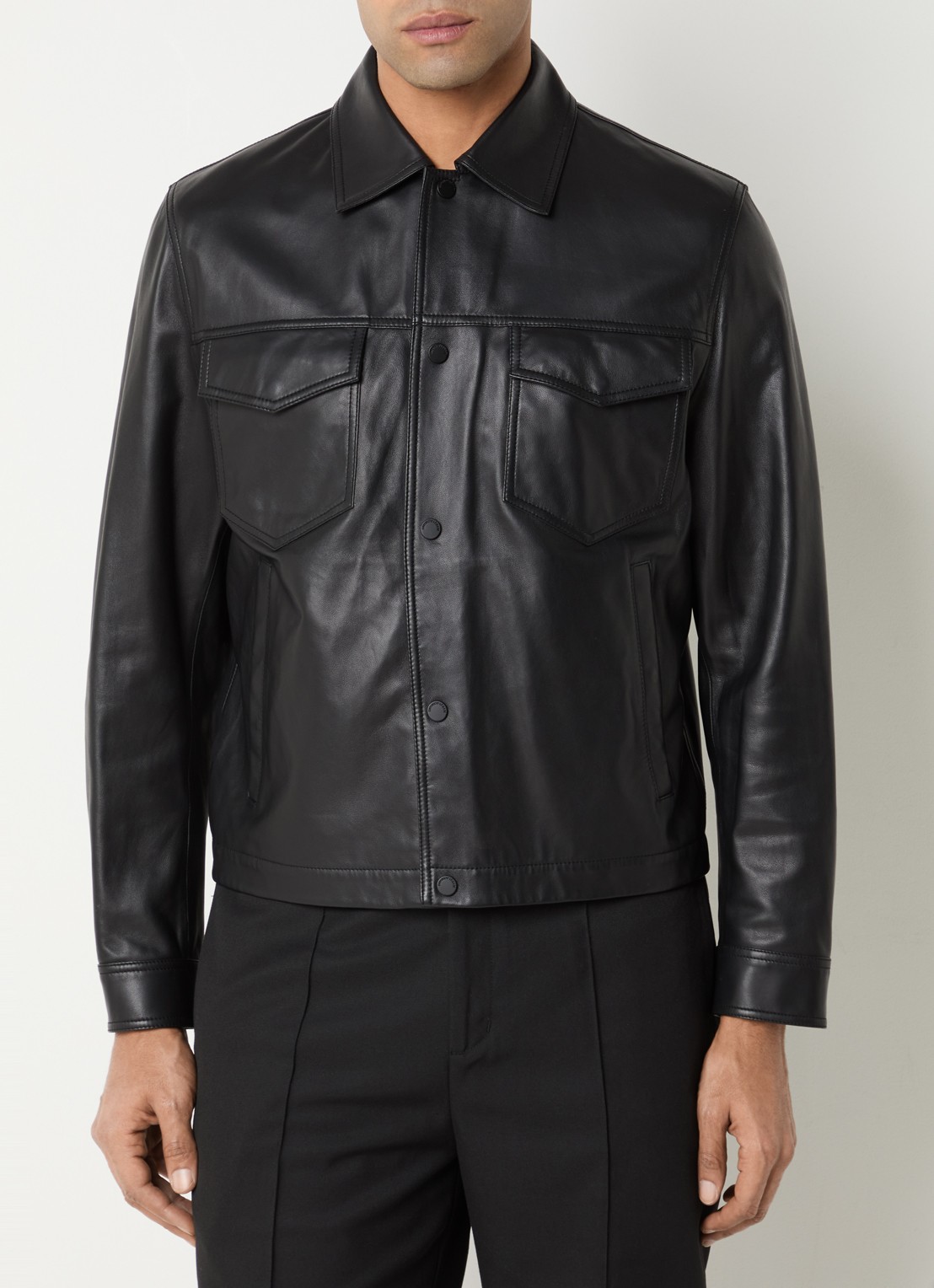 Armani Jack van lamsleer met steekzakken - detail 3 zwart
