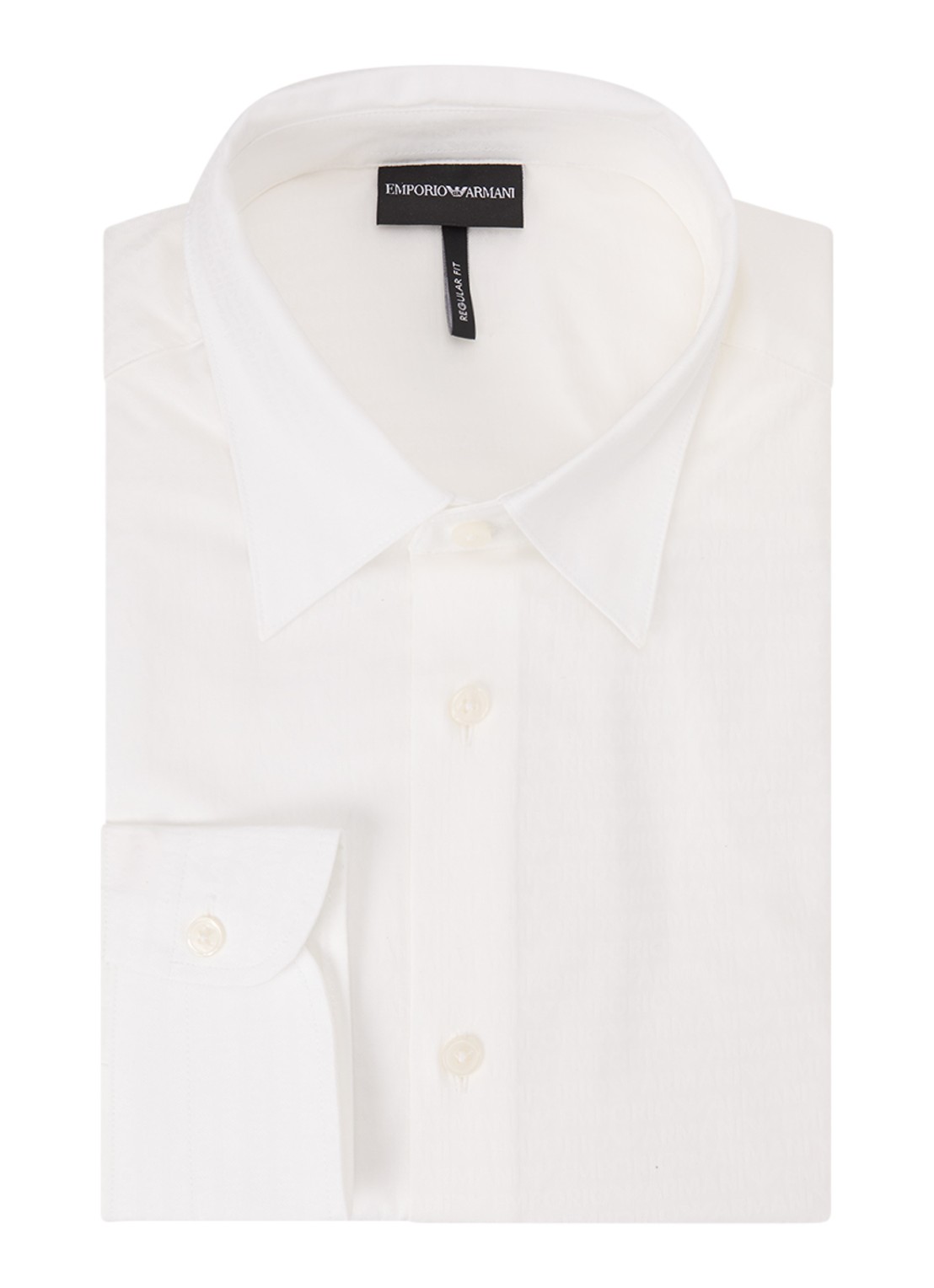 Armani Jacquard overhemd met logoprint  - voorkant wit