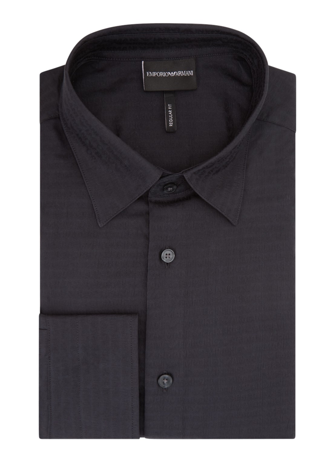 Armani Jacquard overhemd met logoprint  - voorkant zwart