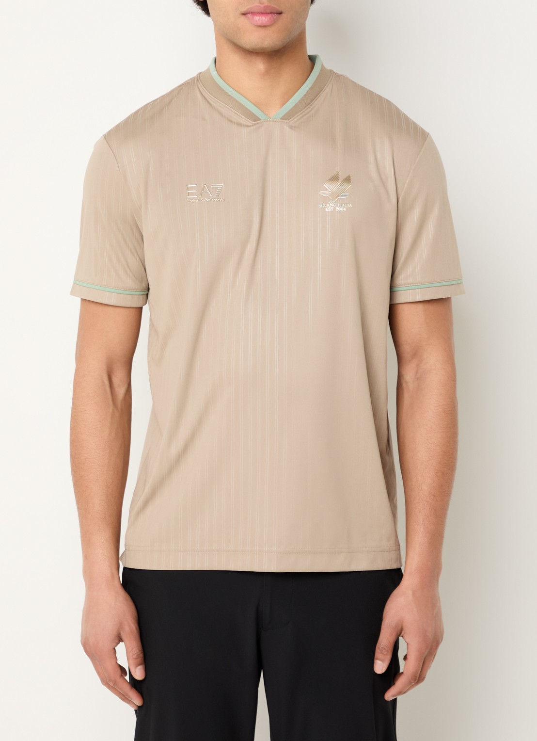 Armani Jersey T-shirt met logo - detail 2 camel