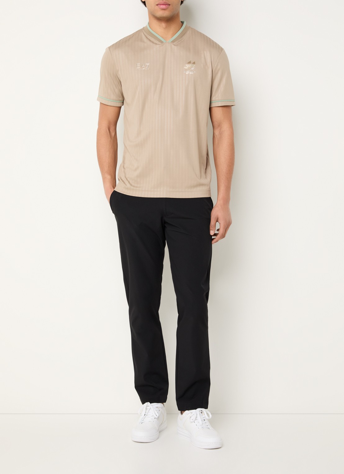 Armani Jersey T-shirt met logo - voorkant 4 camel