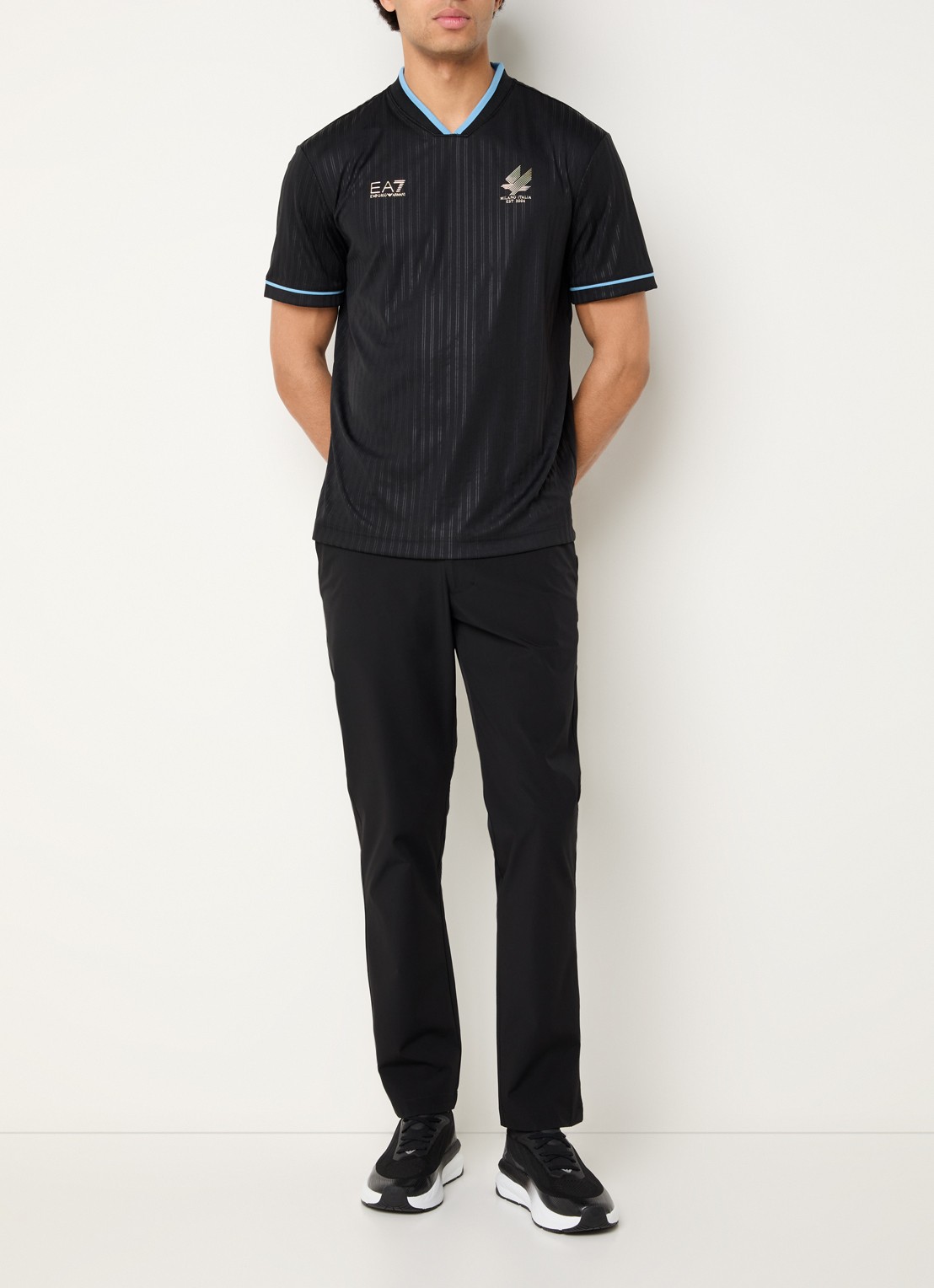 Armani Jersey T-shirt met logo - voorkant 2 zwart