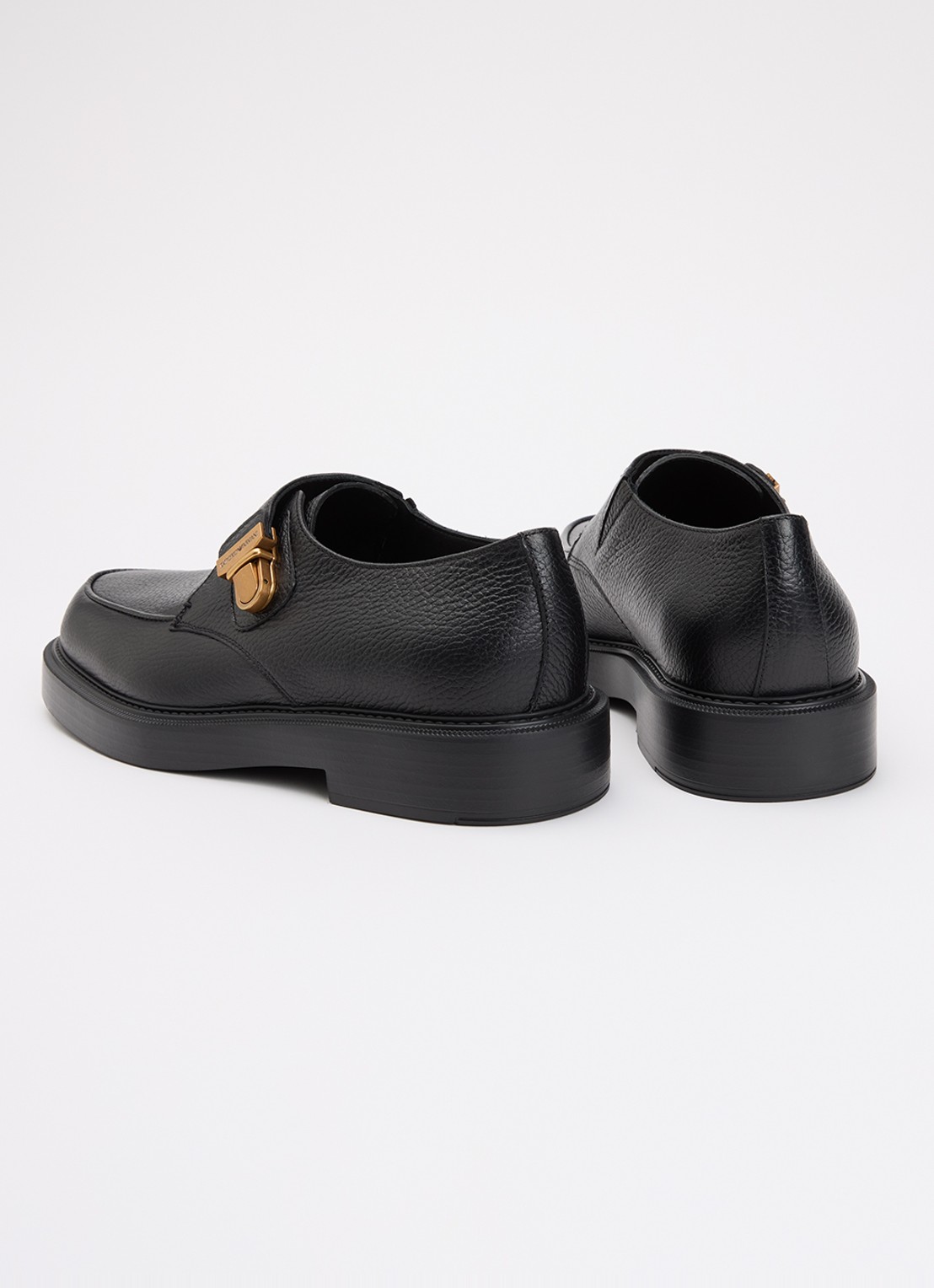 Armani Loafer van kalfsleer met gespdetail - achterkant zwart