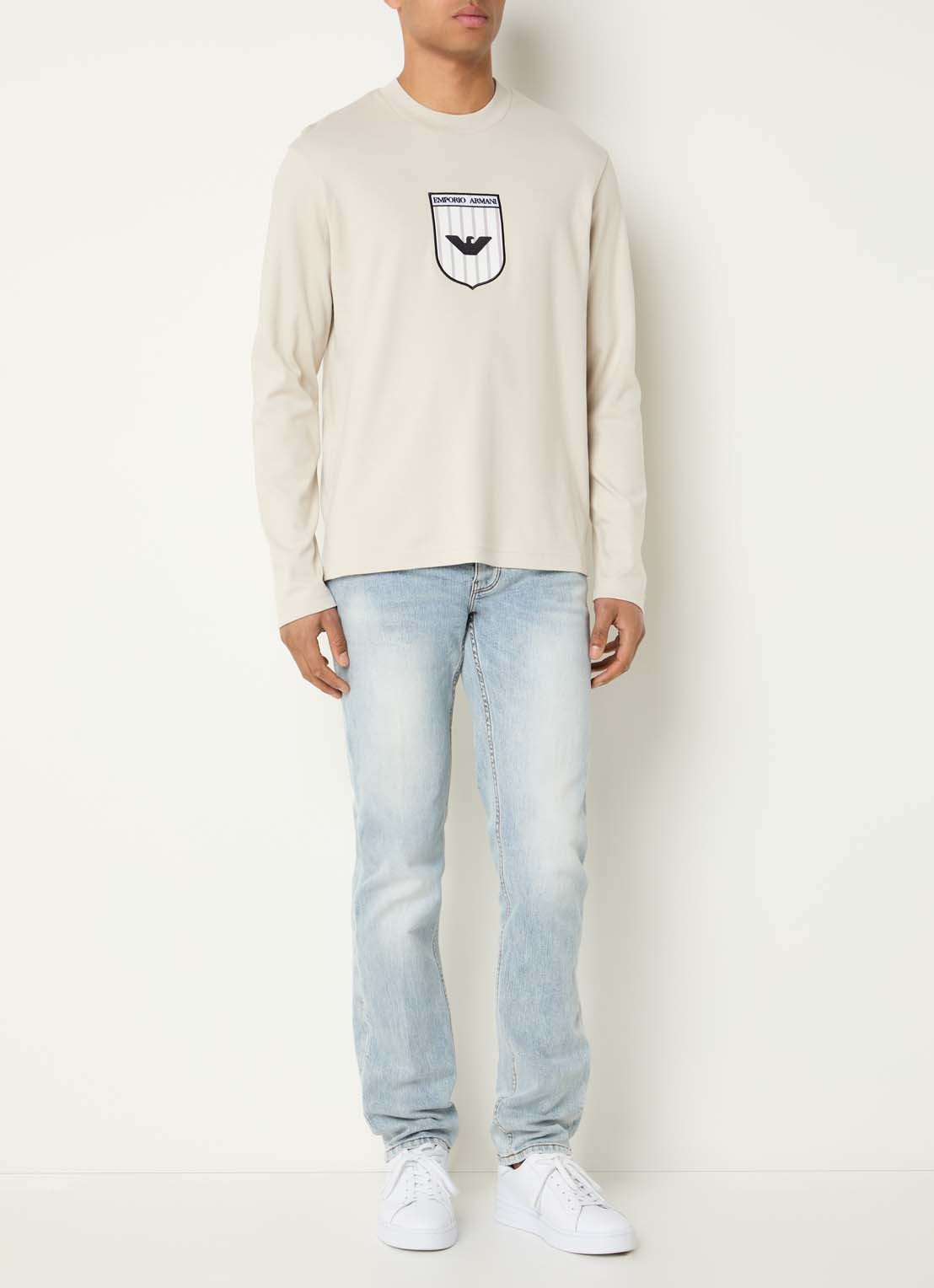 Armani Longsleeve met backprint - voorkant 2 beige