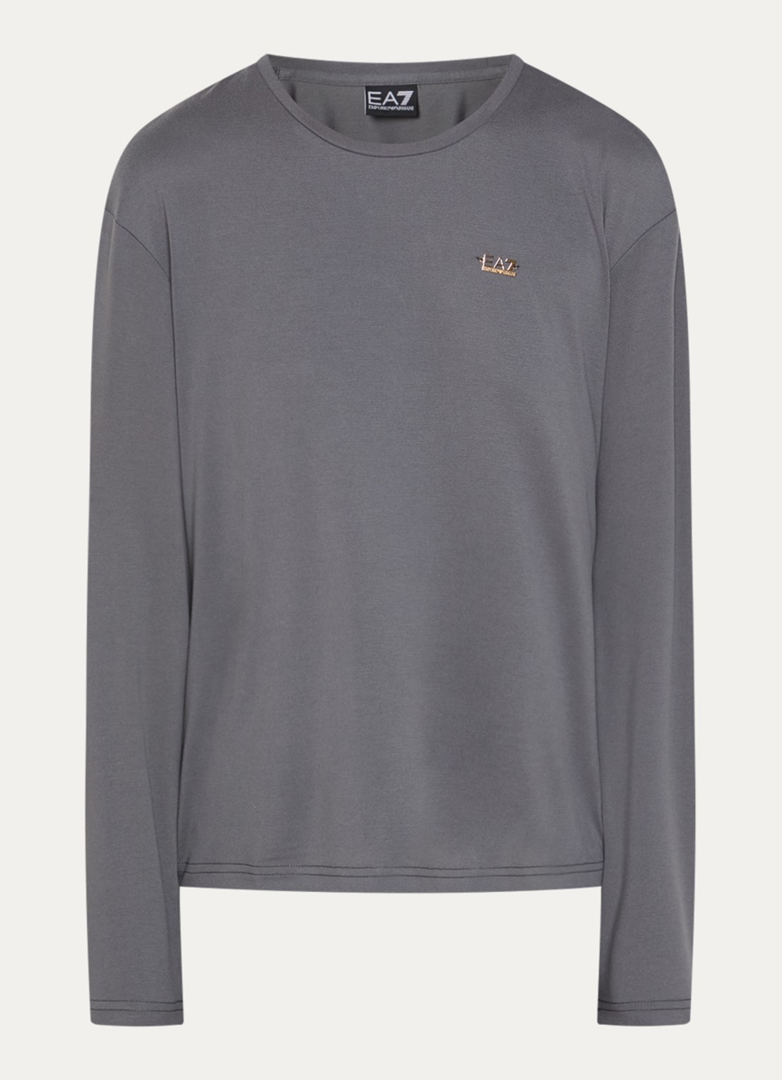 Armani Longsleeve met logo en stretch - voorkant middengrijs