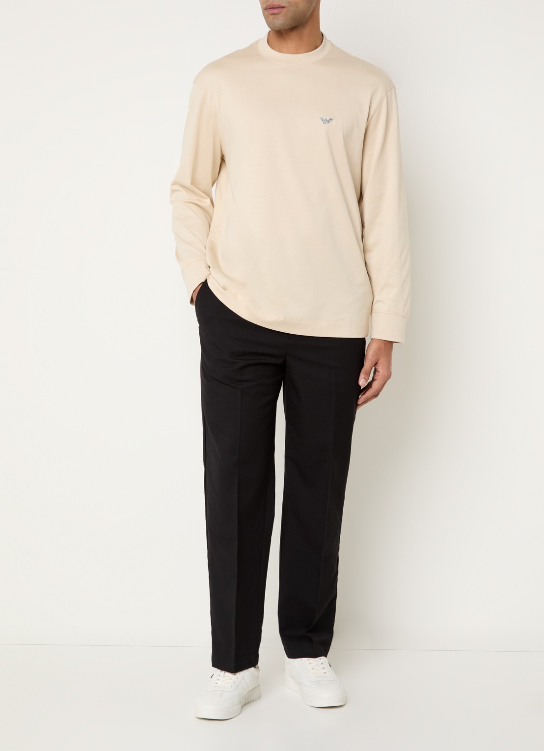 Armani Longsleeve met logo - voorkant 2 beige