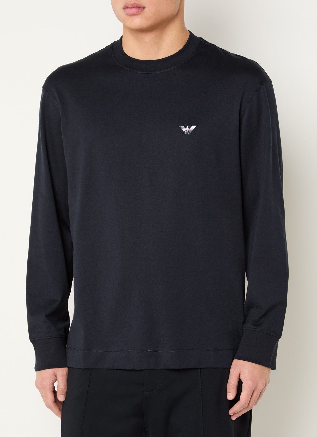 Armani Longsleeve met logo - detail donkerblauw