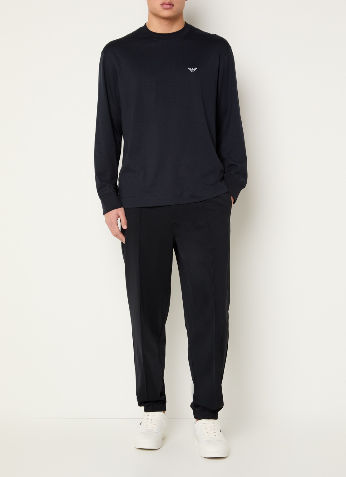 Armani Longsleeve met logo - voorkant 4 donkerblauw