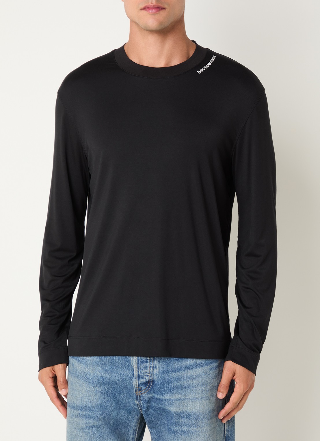 Armani Longsleeve met logo - detail 4 zwart