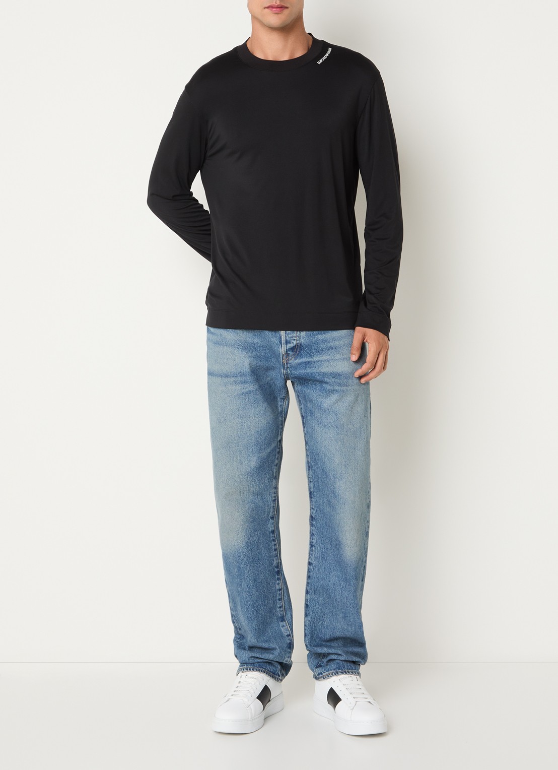Armani Longsleeve met logo - voorkant 3 zwart