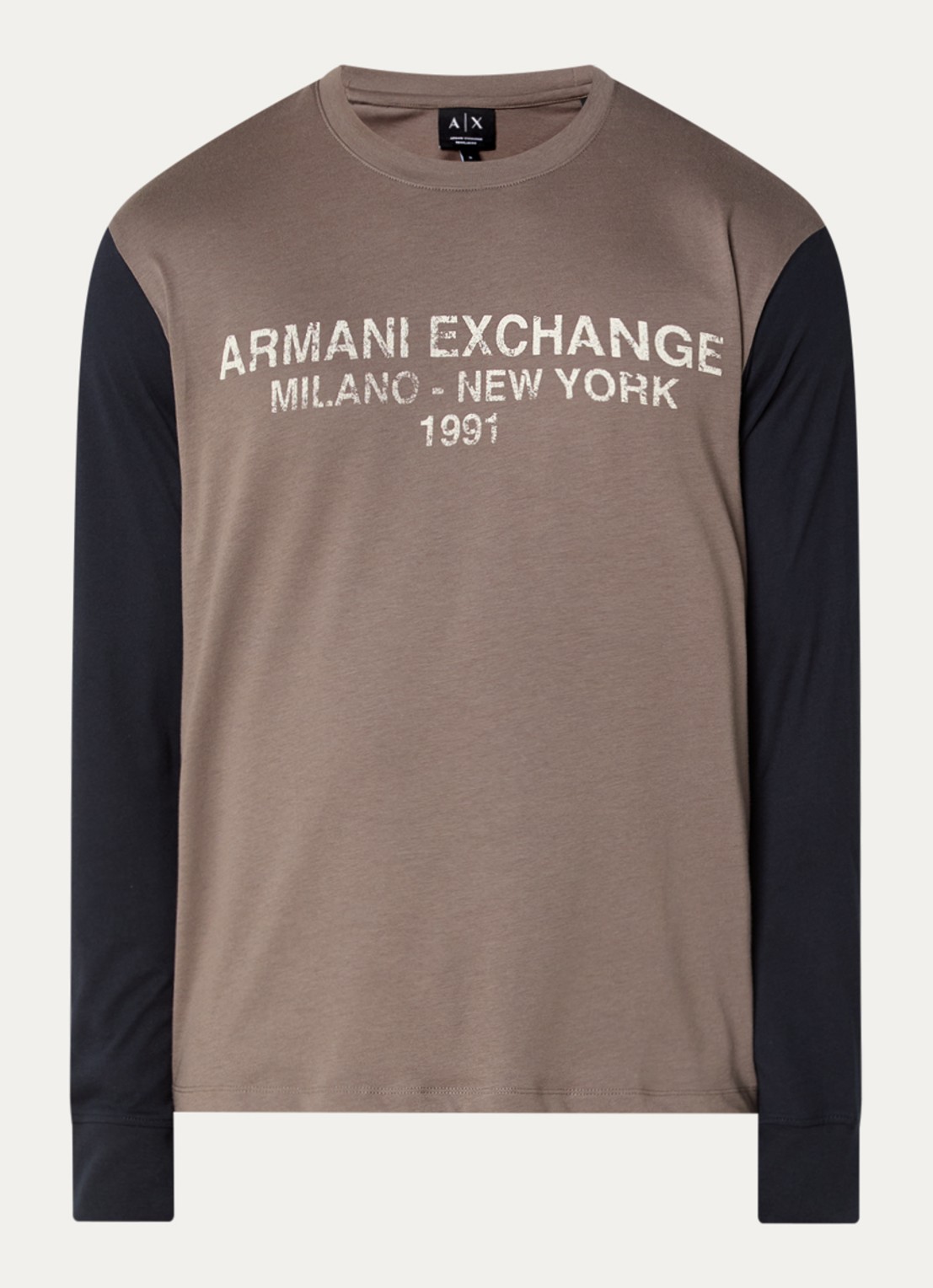 Armani Longsleeve met logoprint - voorkant lichtbruin