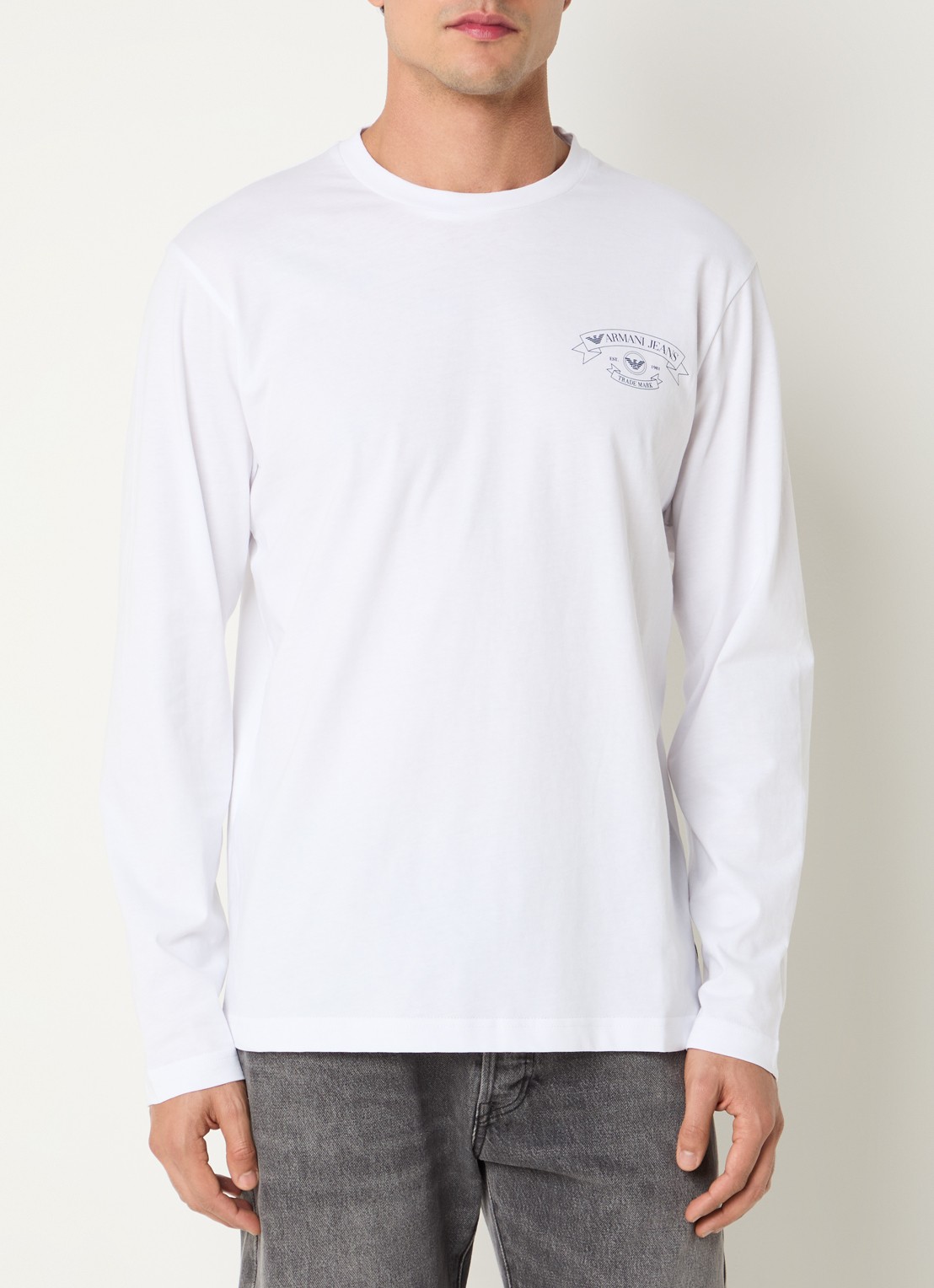 Armani Longsleeve met logoprint - detail wit