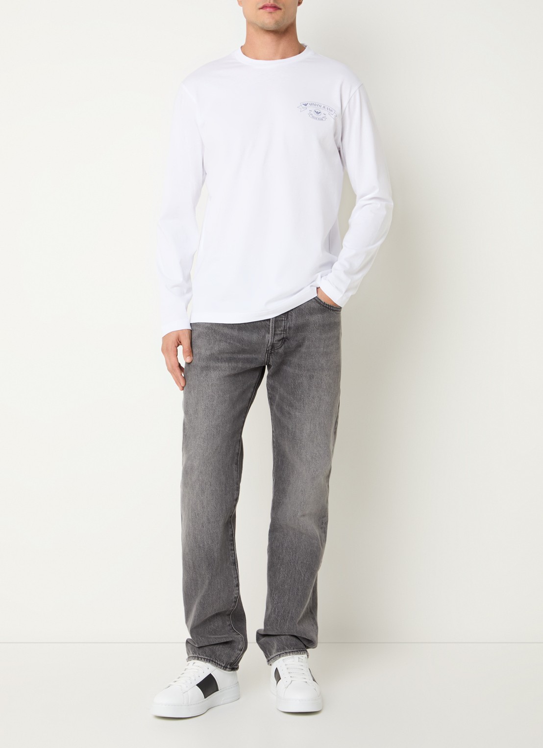 Armani Longsleeve met logoprint - voorkant 3 wit