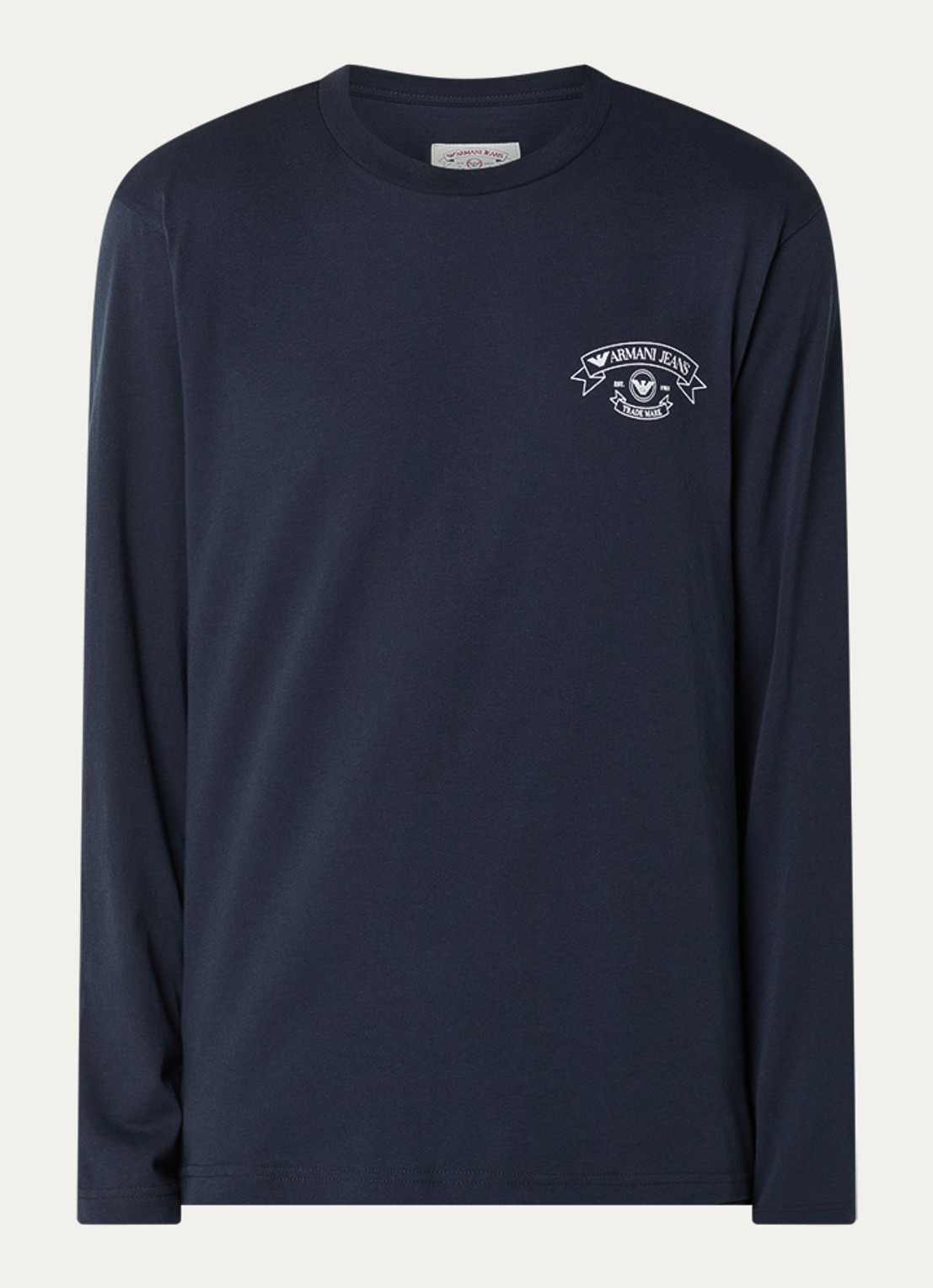 Armani Longsleeve met logoprint - voorkant donkerblauw
