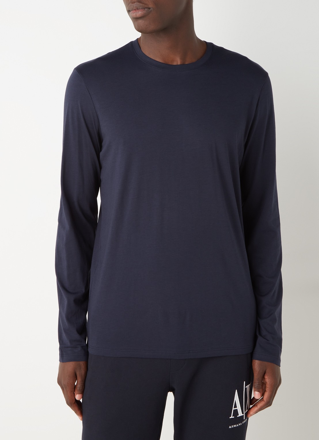 Armani Longsleeve met ronde hals - detail donkerblauw