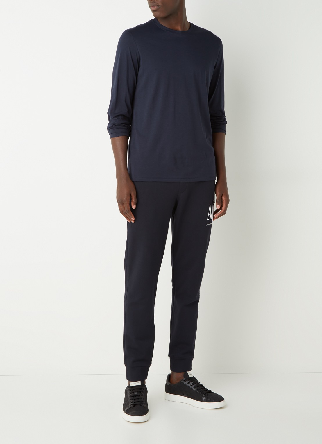 Armani Longsleeve met ronde hals - voorkant 4 donkerblauw