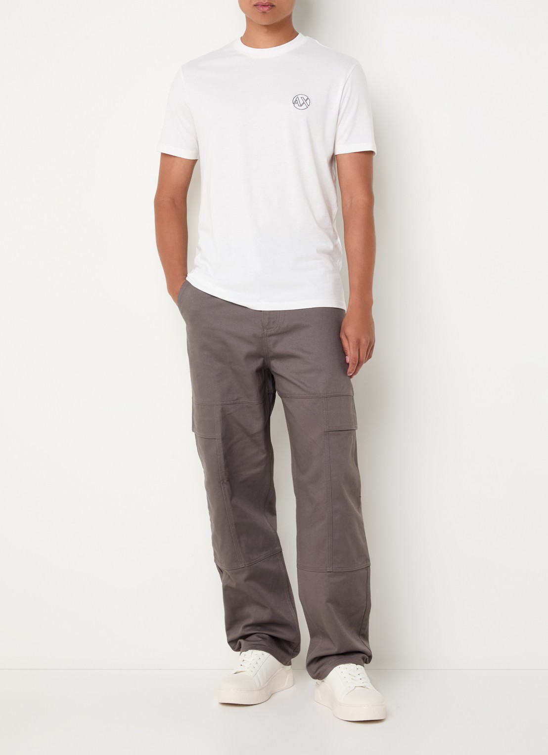 Armani Loose fit cargobroek met klepzakken - voorkant 2 antraciet